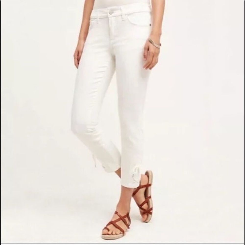 Anthropologie Pilcro & The Letterpress White Skinny Crop Ankle Tie Jeans Sz 25